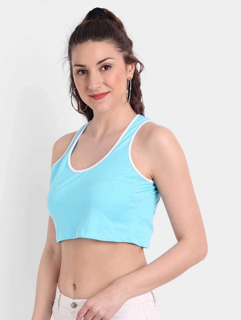 women solid sleeveless crop tank top - 21903515 -  Standard Image - 1