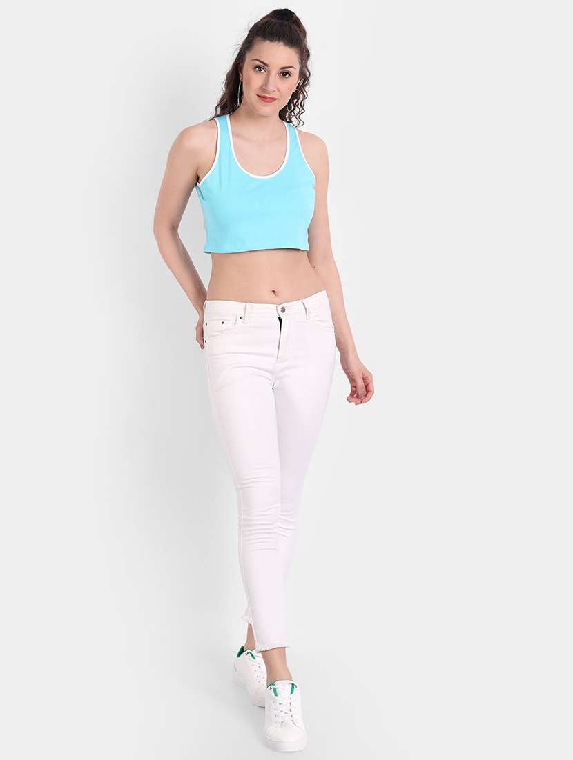 women solid sleeveless crop tank top - 21903515 -  Standard Image - 4