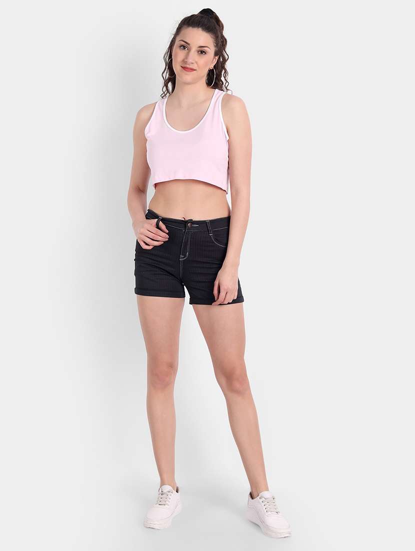 women solid sleeveless crop tank top - 21903518 -  Standard Image - 1