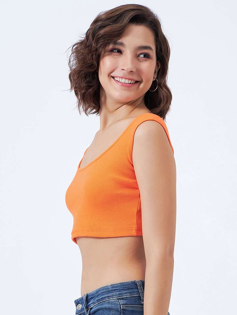 women solid sleeveless crop top - 21903557 -  Standard Image - 1