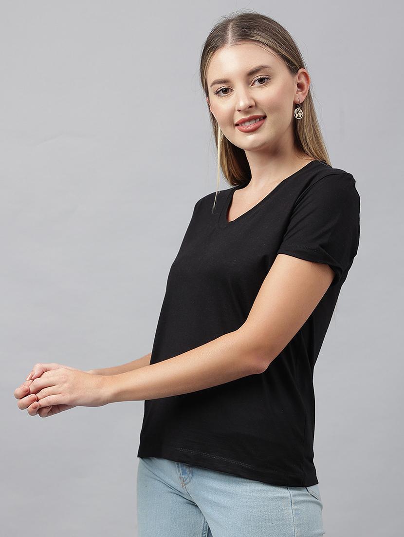 women solid short sleeves regular t-shirt - 21903563 -  Standard Image - 1