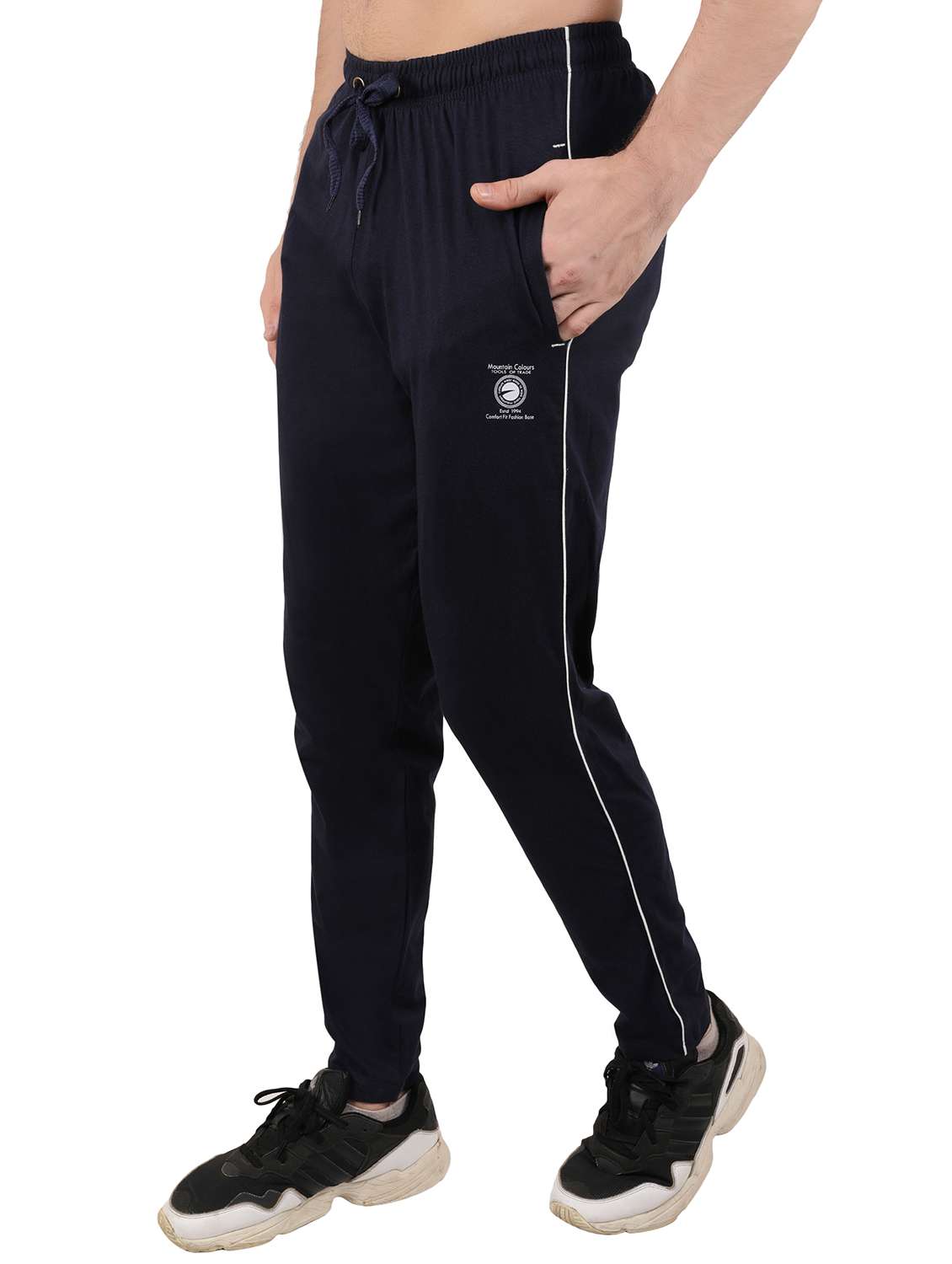 men solid mid rise full length track pant - 21903999 -  Standard Image - 1