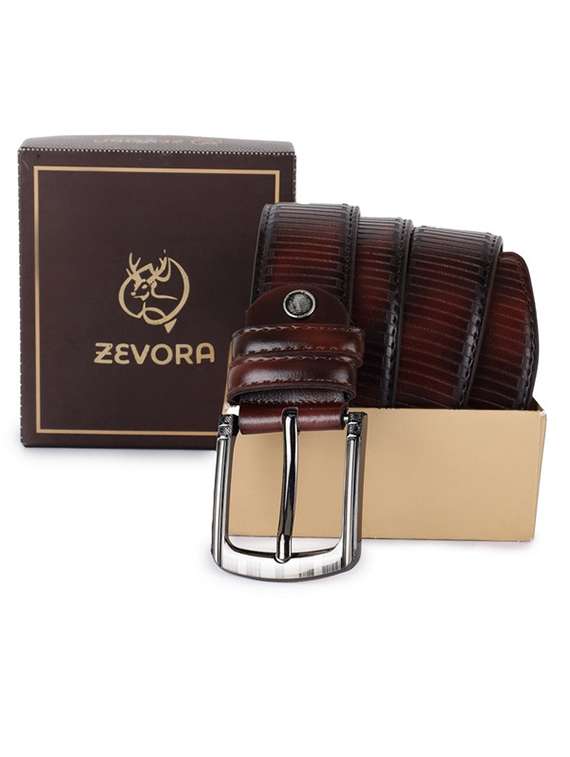 men brown buckle closure belt
