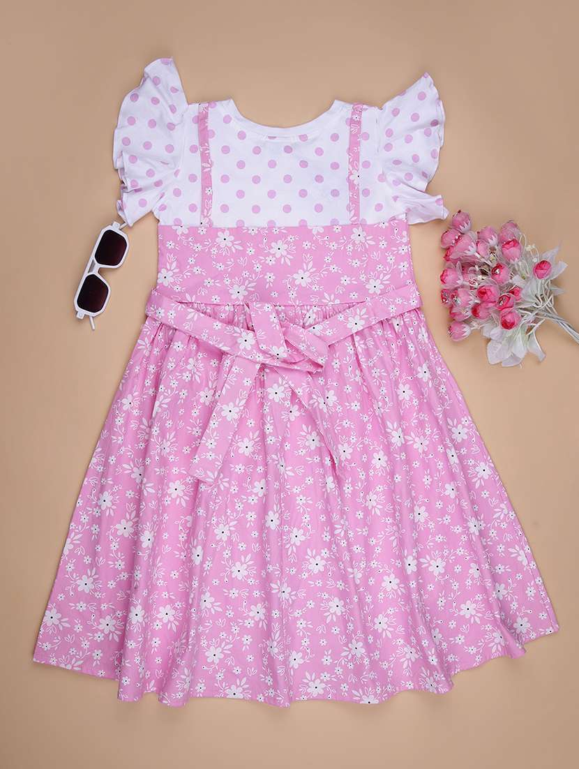 girls floral print ruffle sleeve frock - 21904145 -  Standard Image - 1
