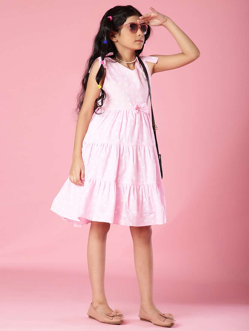 girls polka doted sleeveless tiered frock - 21904146 -  Standard Image - 1