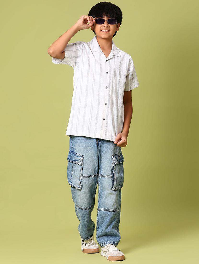boys striped cuban collared short sleeve shirt - 21904246 - Standard Image - 4