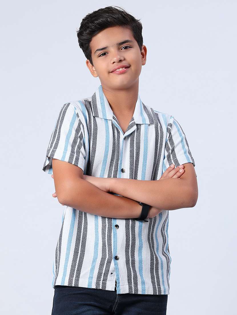 boys striped collared short sleeve shirt - 21904252 -  Standard Image - 1