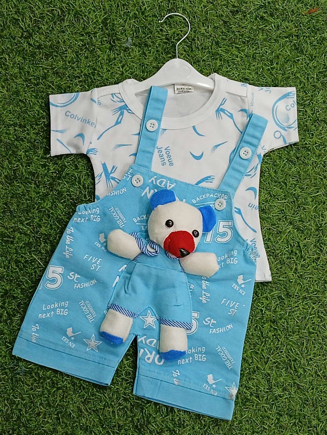 kids printed t-shirt & dungree set - 21904410 -  Standard Image - 1