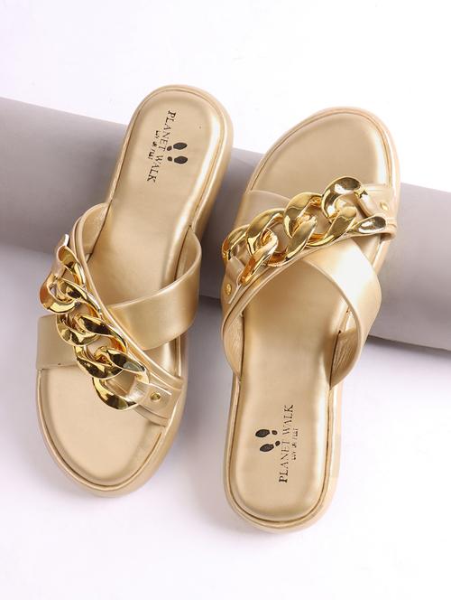 women gold slip on sandal - 21904427 -  Standard Image - 0