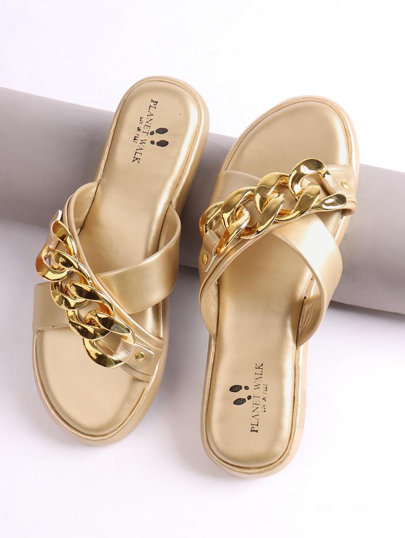 women gold slip on sandal - 21904427 -  Zoom Image - 0