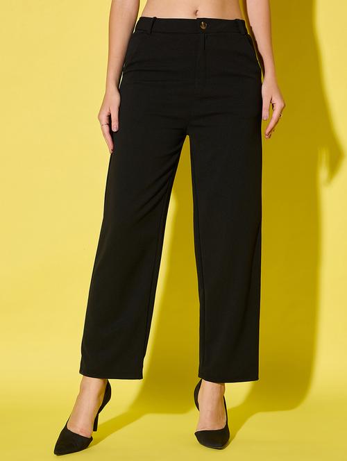 women solid high rise straight trouser - 21904441 -  Standard Image - 0