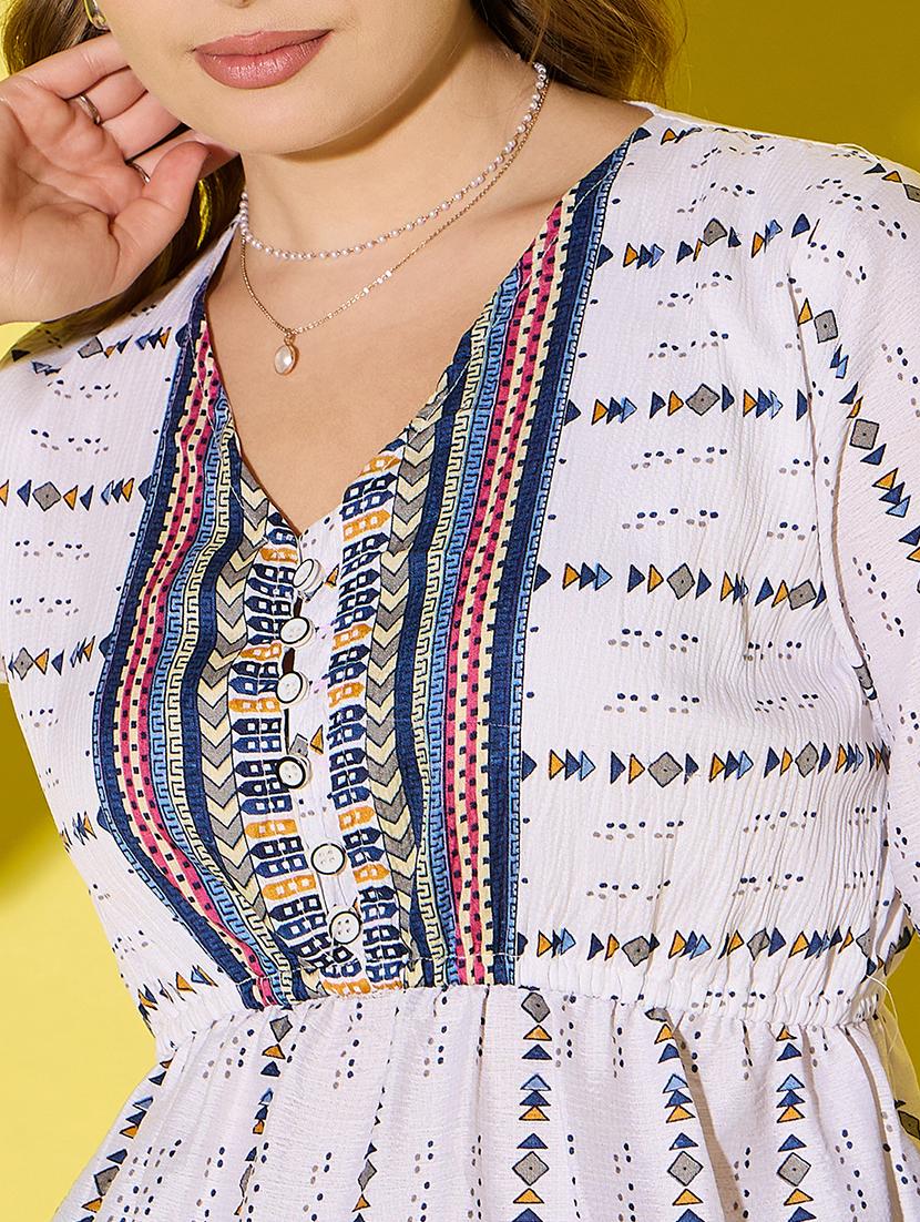 women printed bell sleeve flared top - 21904446 - Standard Image - 4