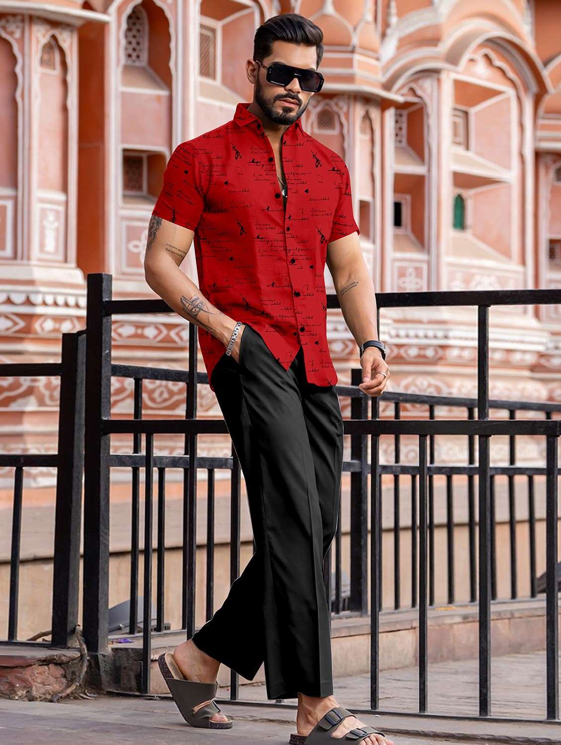 men printed short sleeve regular fit casual shirt - 21904573 -  Standard Image - 4