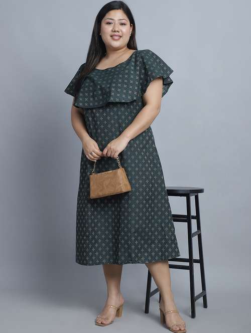 chinese dress ladies Unique Vintage Plus Size Teal & Western Rose Madeline Swing Dress