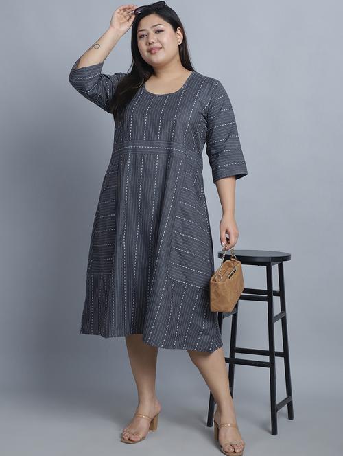 women plus size self designed round neck dress - 21904615 -  Standard Image - 0