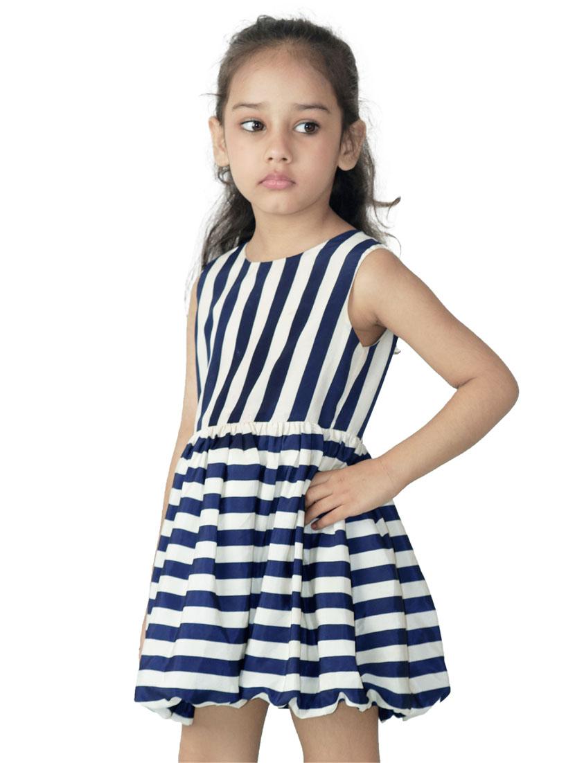 girls blue striped sleeveless frock - 21904617 - Standard Image - 1