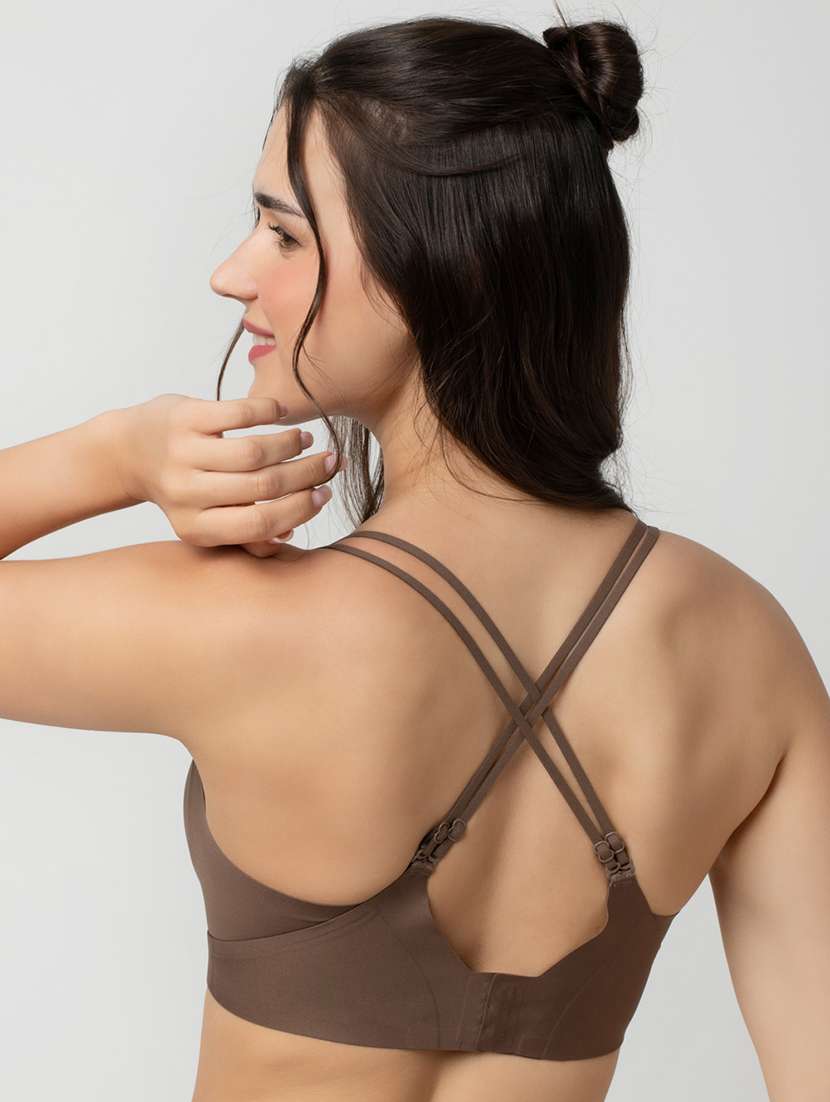 women solid lightly padded styled back  bra - 21904836 -  Standard Image - 4