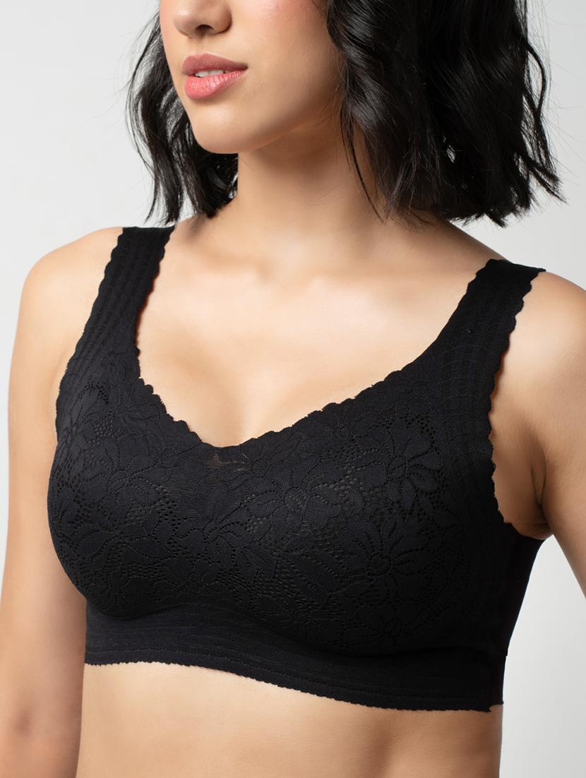 women solid lightly padded bralette - 21904844 - Standard Image - 4