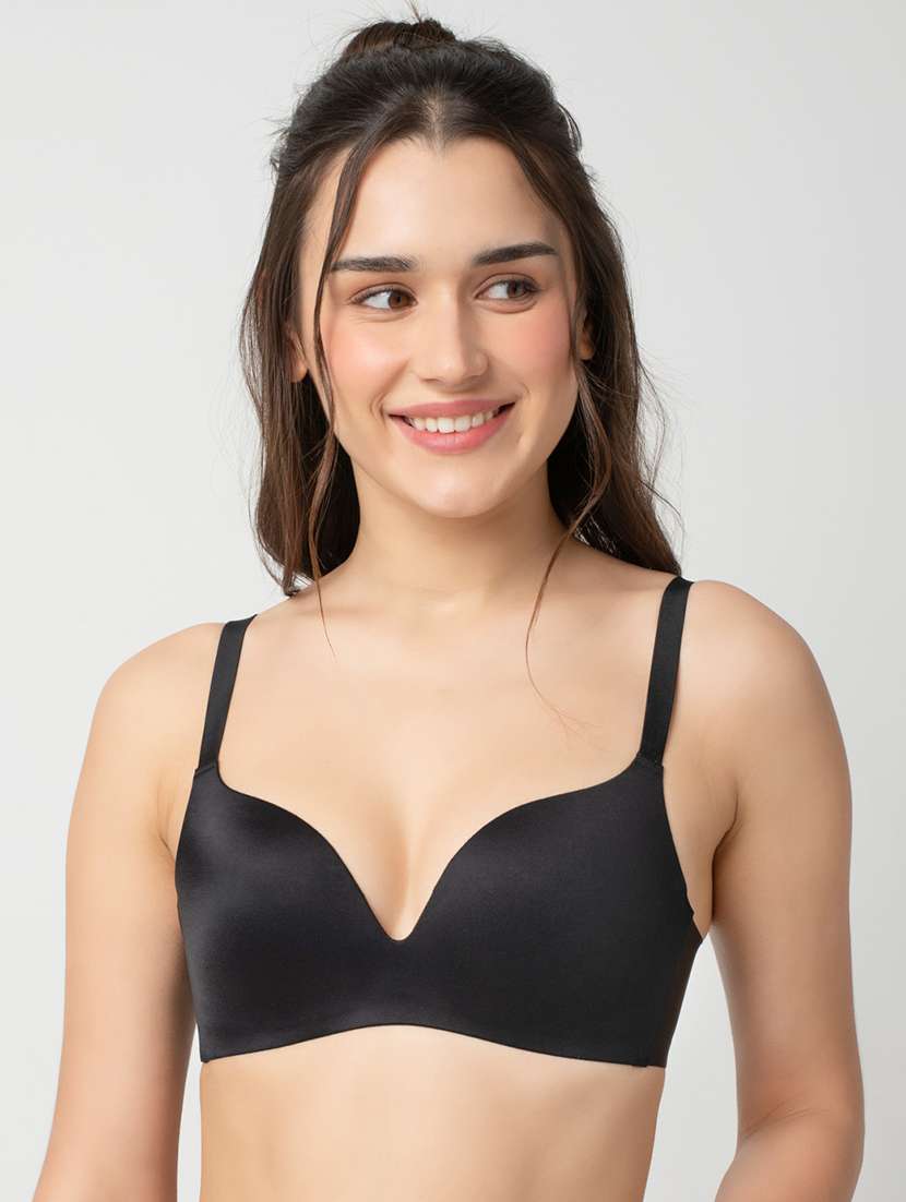 women solid lightly padded bra