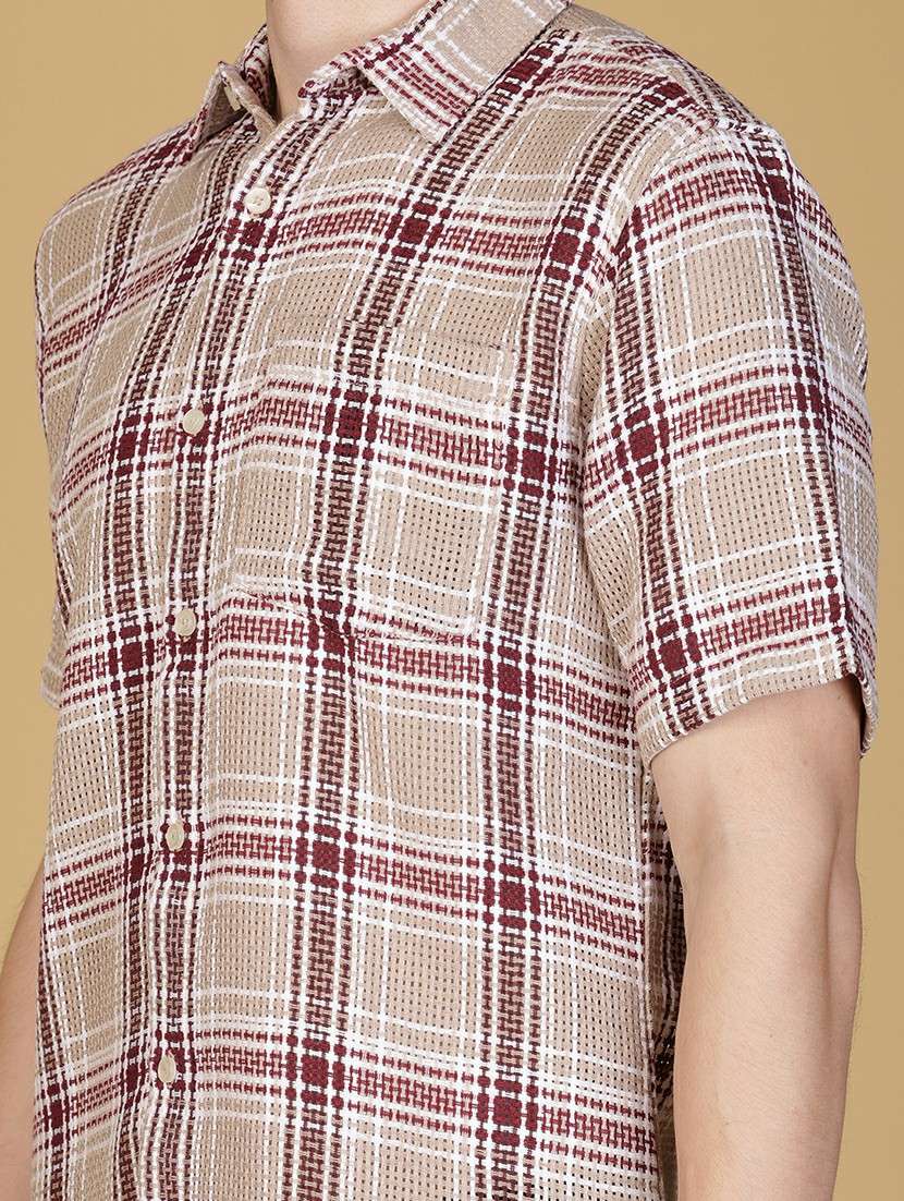 men checkered short sleeve regular fit casual shirt - 21905114 -  Standard Image - 4