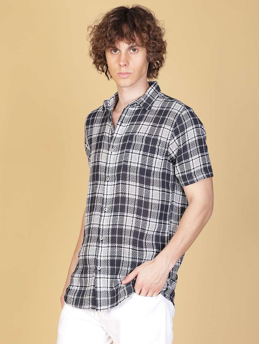 men checkered short sleeve regular fit casual shirt - 21905116 -  Standard Image - 1