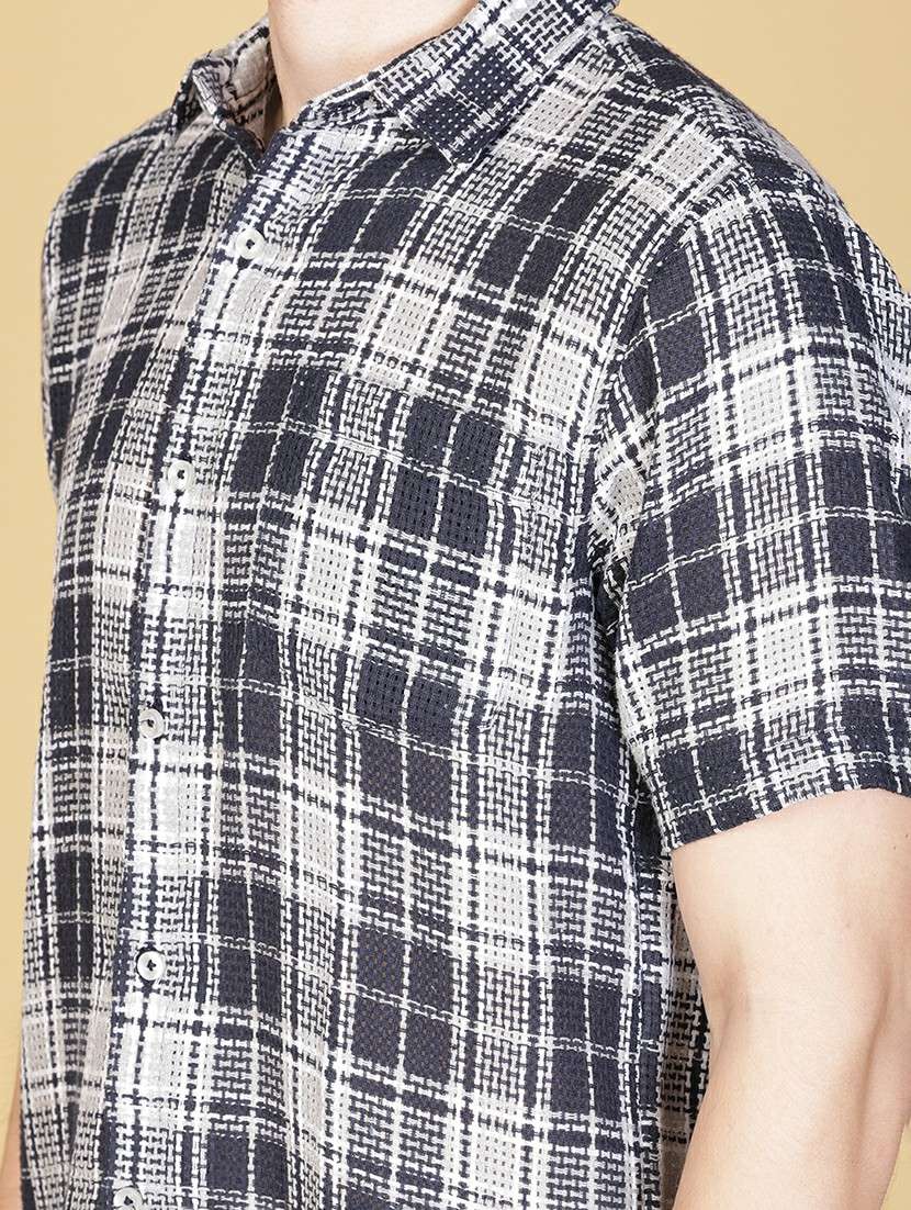 men checkered short sleeve regular fit casual shirt - 21905116 -  Standard Image - 4