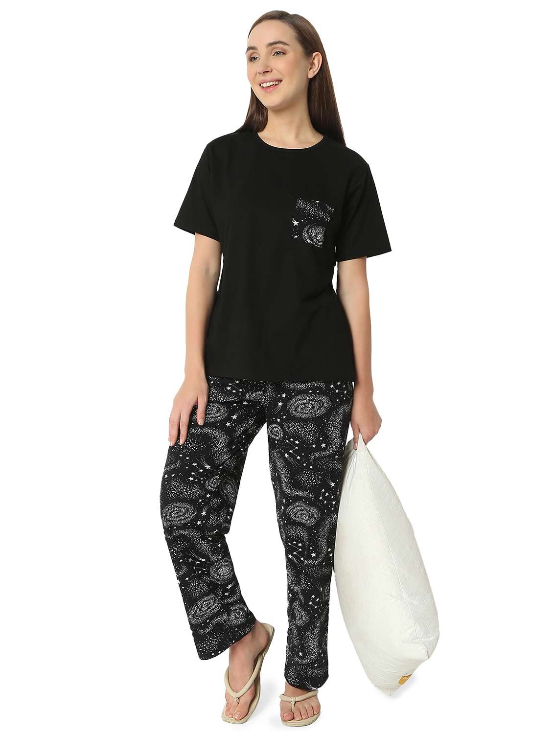 women printed nightwear pyjama set