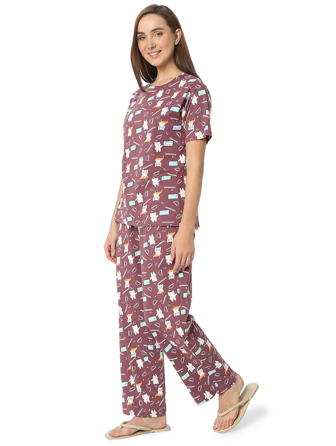 women printed nightwear pyjama set - 21905136 -  Standard Image - 1