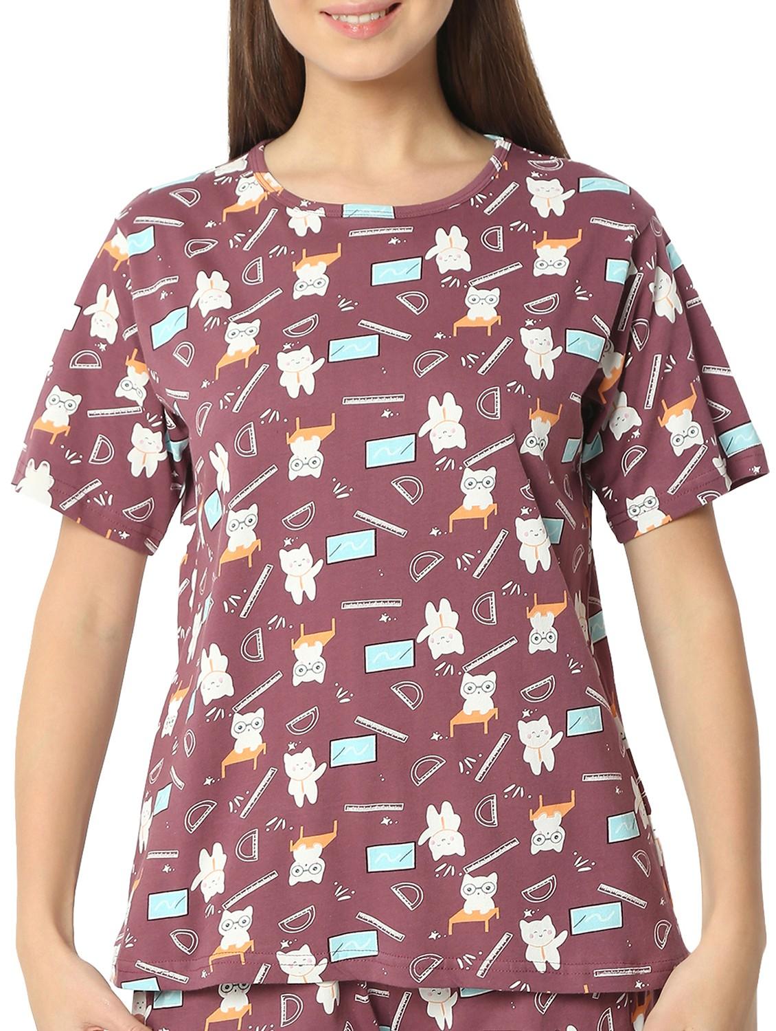 women printed nightwear pyjama set - 21905136 - Standard Image - 4