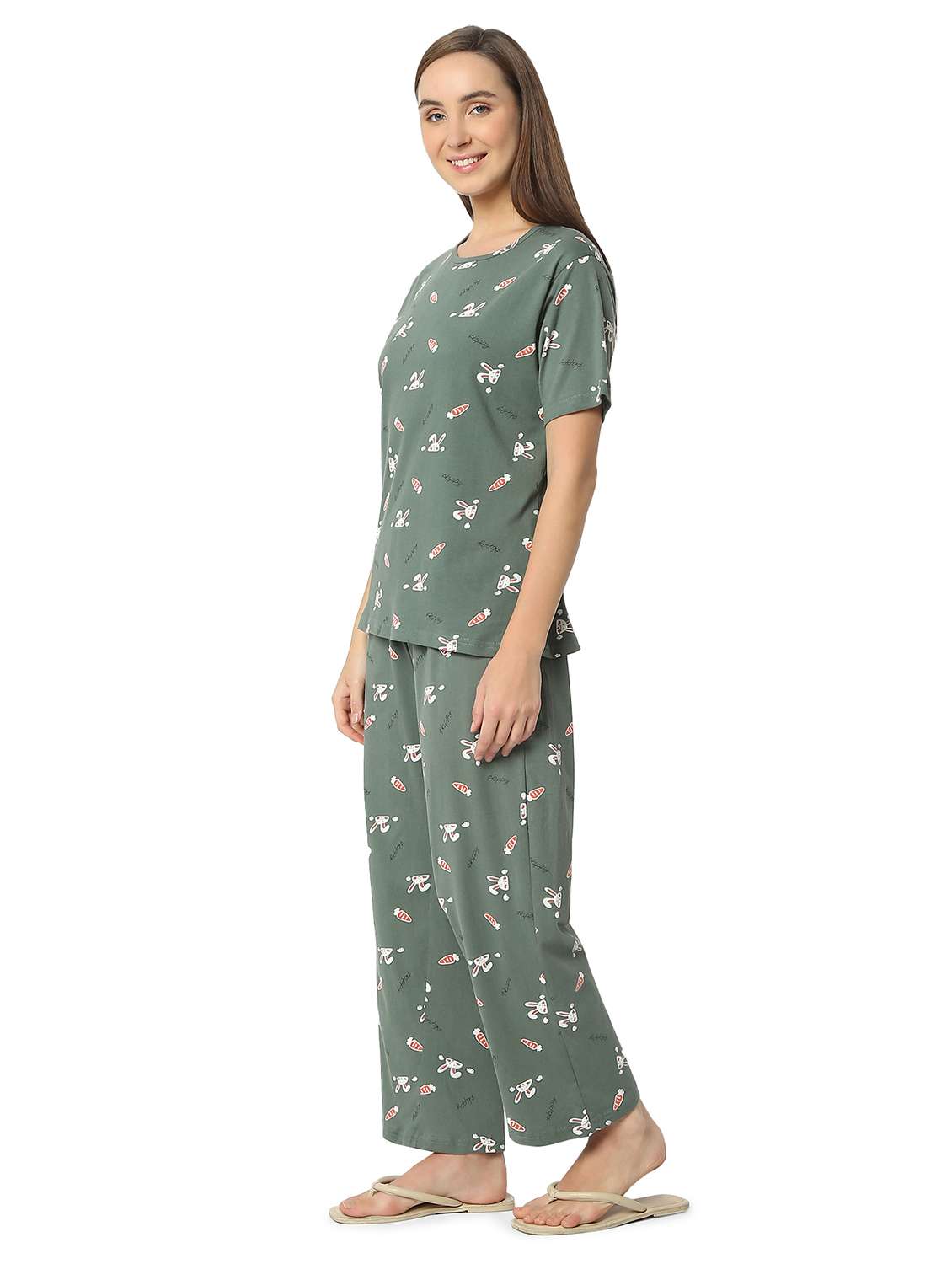 women printed nightwear pyjama set - 21905137 - Standard Image - 1