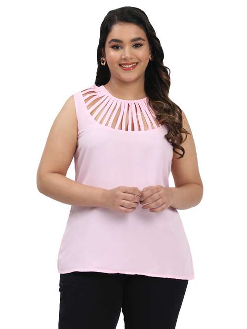 women plus size solid sleeveles regular top - 21905140 - Standard Image - 0