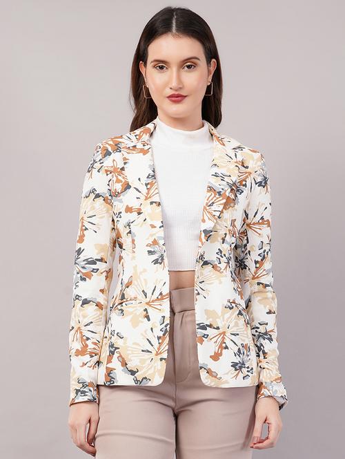 women floral print long sleeves single breasted blazer - 21905162 -  Standard Image - 0