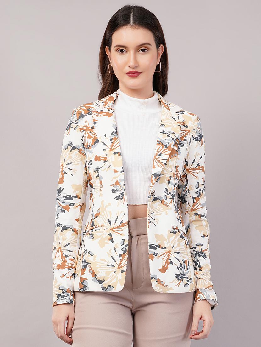 women floral print long sleeves single breasted blazer - 21905162 -  Zoom Image - 0