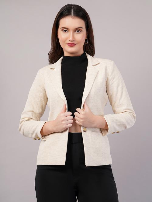 women solid long sleeves single breasted blazer - 21905163 - Standard Image - 0
