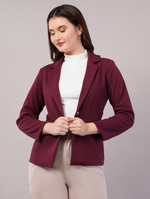 women solid long sleeves single breasted blazer - 21905168 - Standard Image - 0