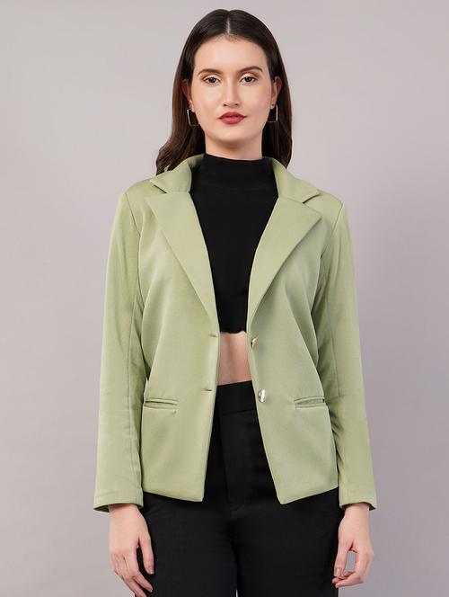women solid long sleeves single breasted blazer - 21905175 - Standard Image - 0