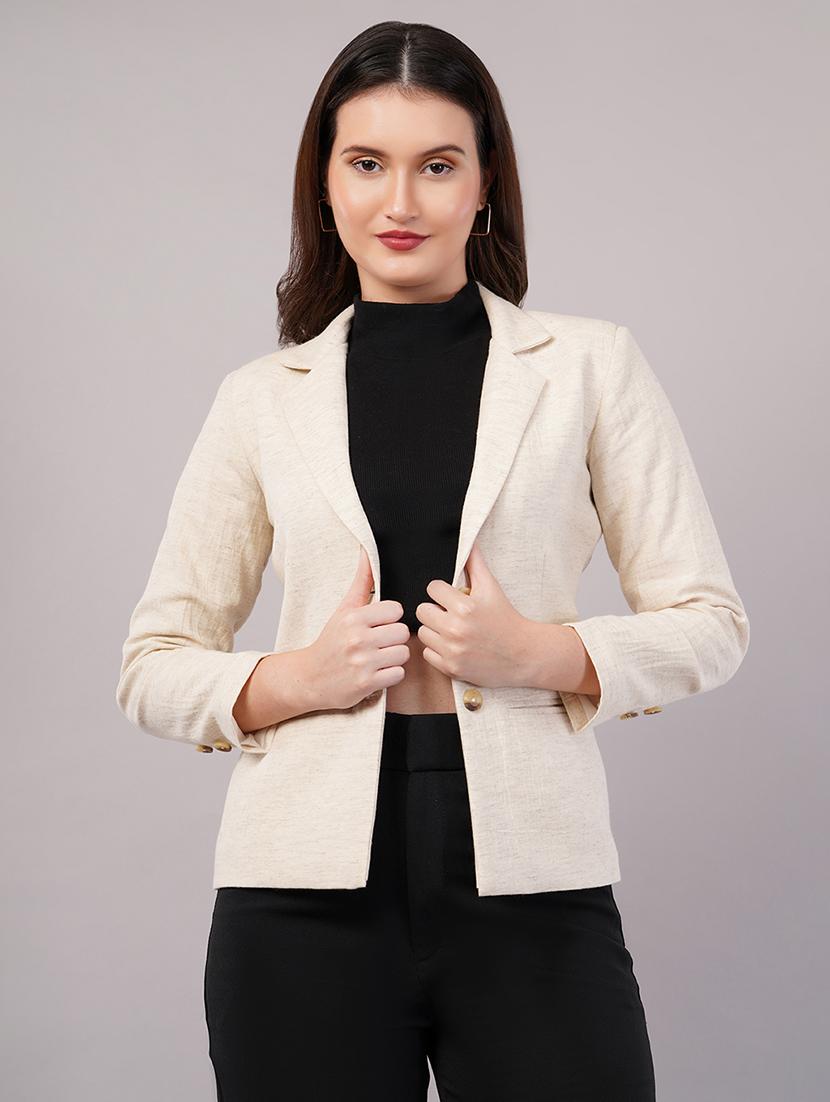 women solid long sleeves single breasted blazer - 21905178 - Zoom Image - 0