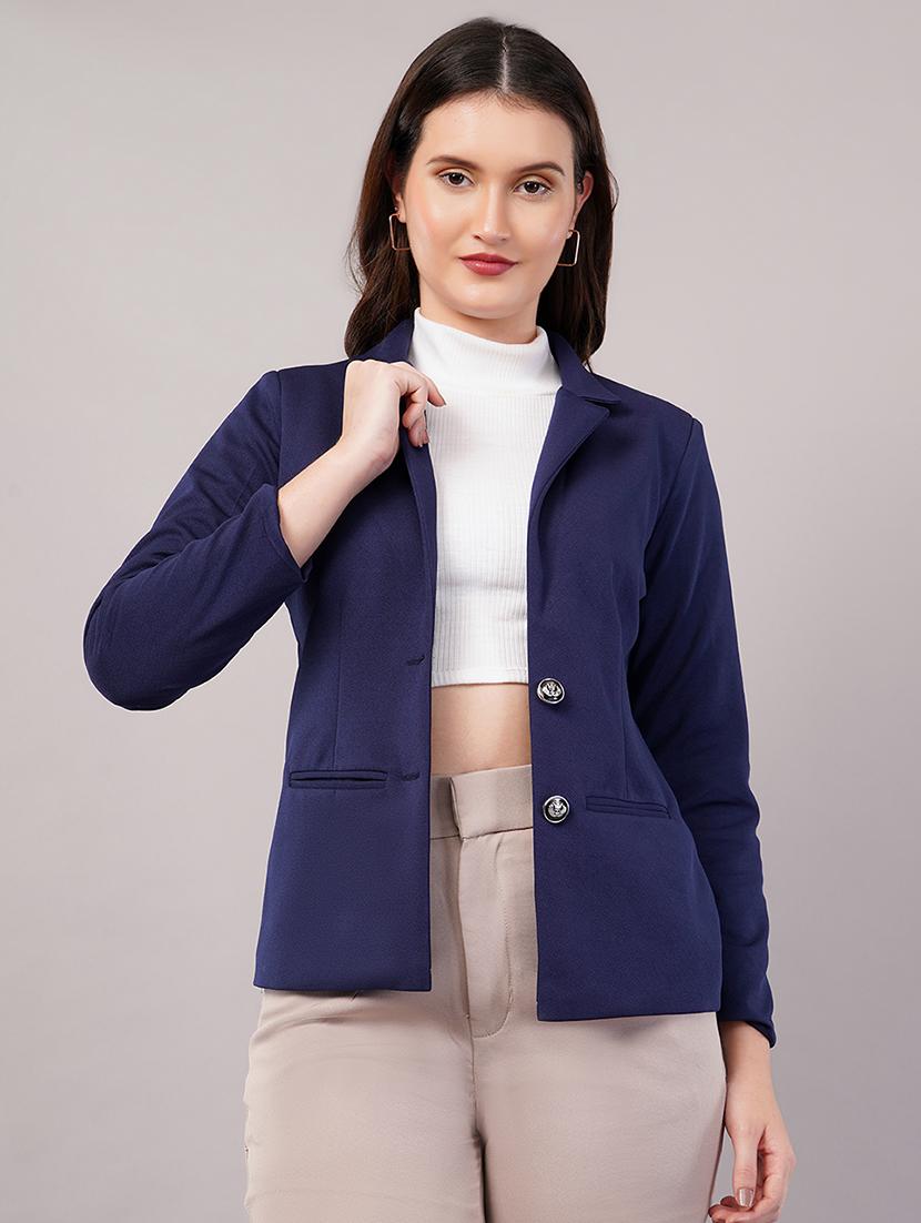 women solid long sleeves single breasted blazer - 21905185 - Zoom Image - 0