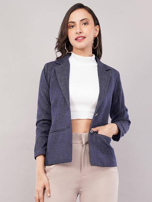 women solid long sleeves single breasted blazer - 21905189 -  Standard Image - 0