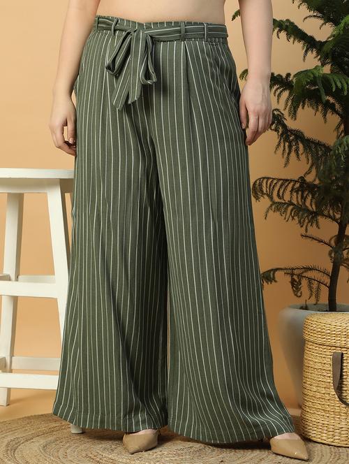 women striped mid rise wide leg trouser - 21905191 - Standard Image - 0