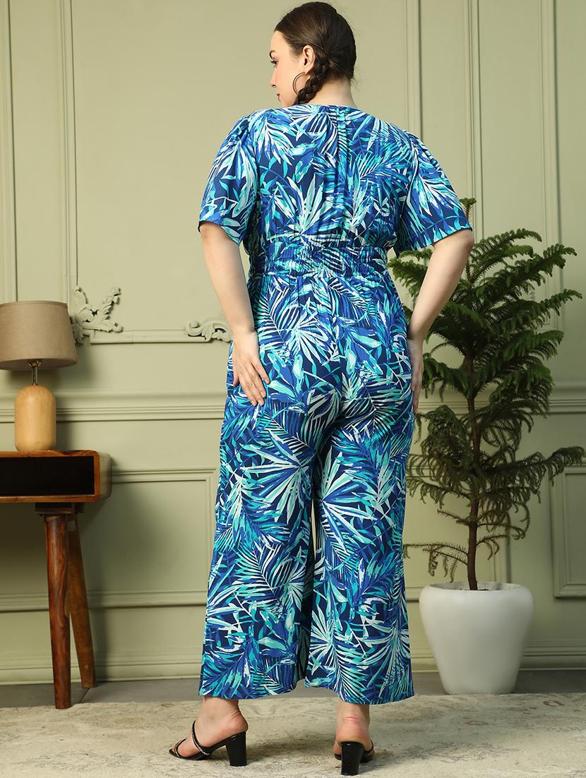 women printed short sleeves full length jumpsuit - 21905193 - Standard Image - 4