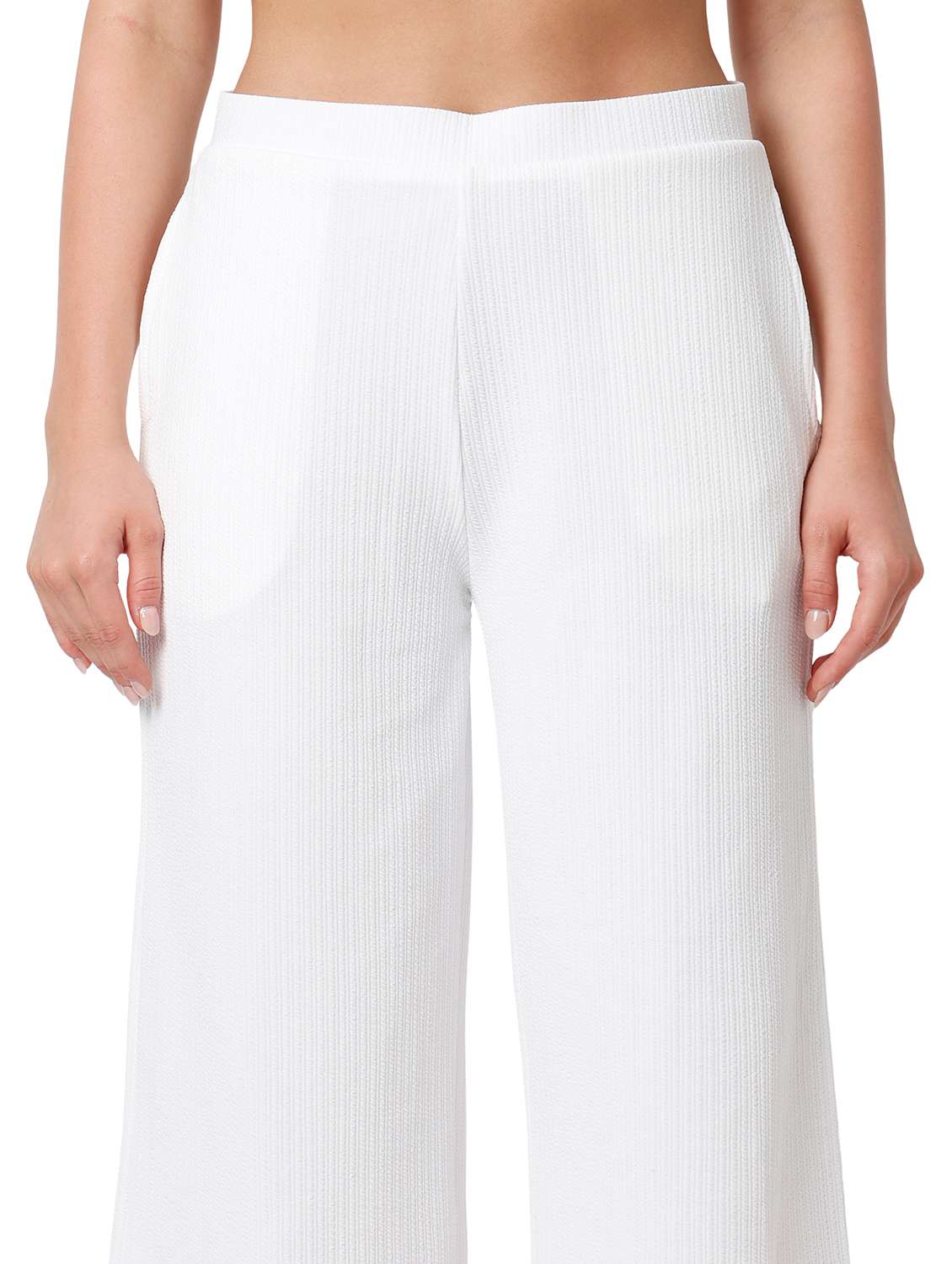 women solid mid rise wide leg trouser - 21905200 -  Standard Image - 4