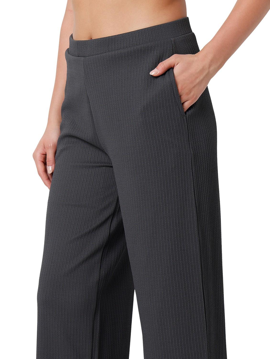 women solid mid rise wide leg trouser - 21905201 - Standard Image - 4