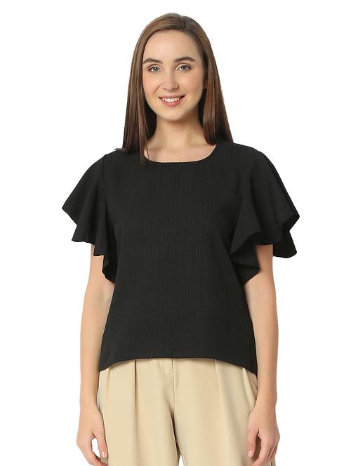 women solid flute sleeves regular top - 21905202 - Standard Image - 0