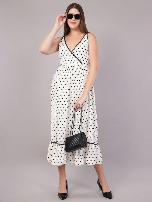 women polka doted shoulder strap tiered dress - 21905214 - Standard Image - 0