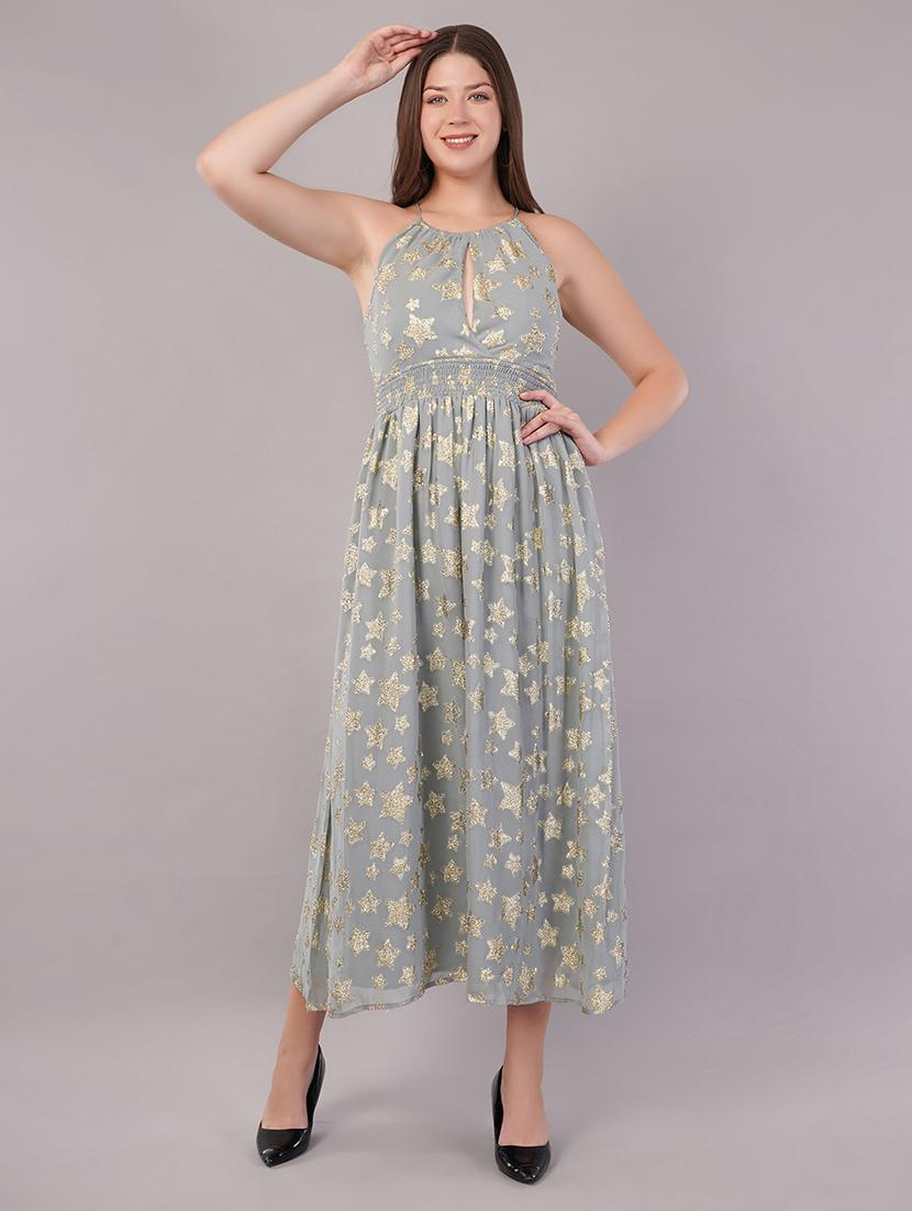 women self desinged halter neck a-line dress - 21905215 -  Zoom Image - 0