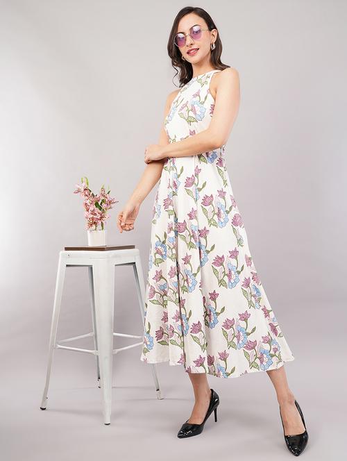 women printed halter neck fit & flare dress - 21905225 -  Standard Image - 0