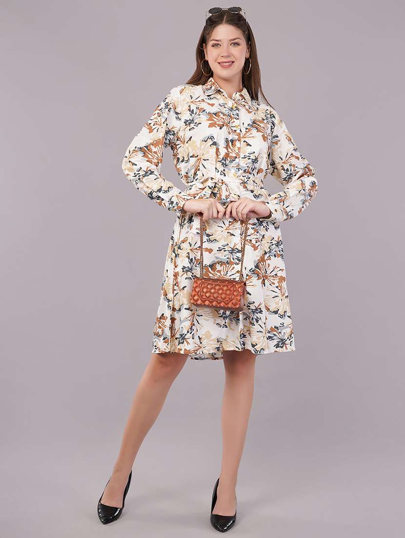 women printed long sleeves a-line dress - 21905230 - Zoom Image - 0