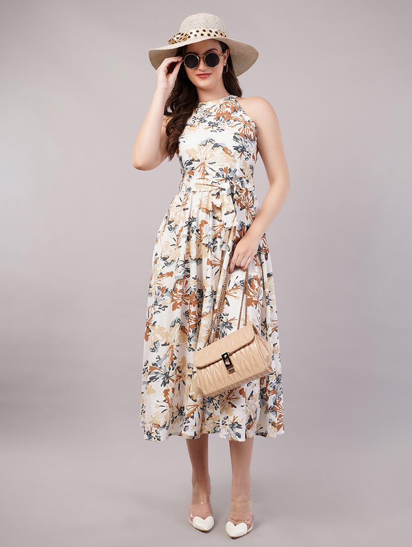 women printed halter neck fit & flare dress - 21905234 - Zoom Image - 0