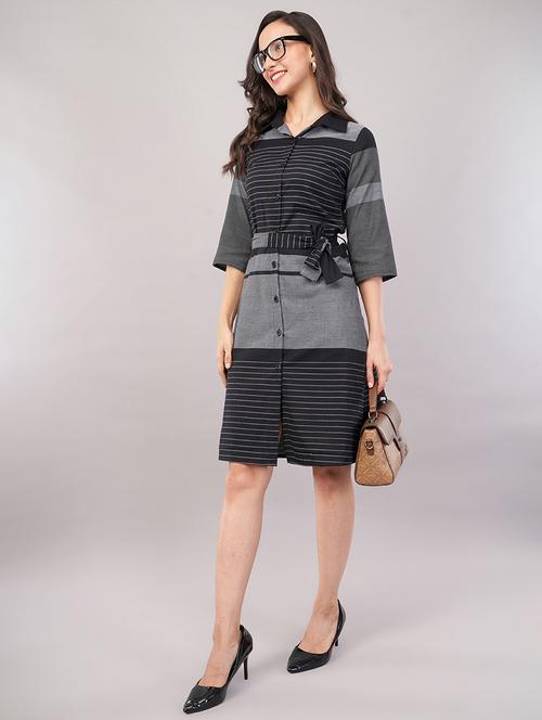 women striped collared shirt dress - 21905235 - Standard Image - 0